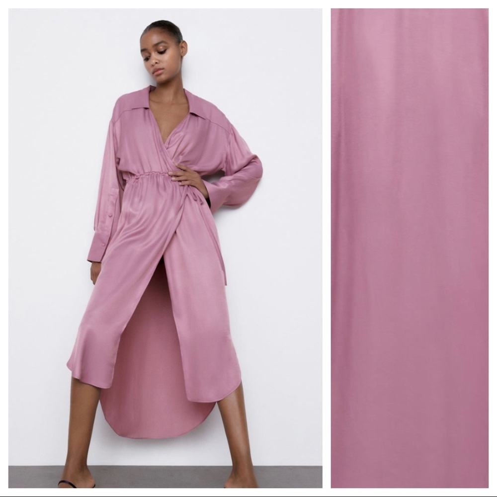 Zara Mauve Satin Midi Dress